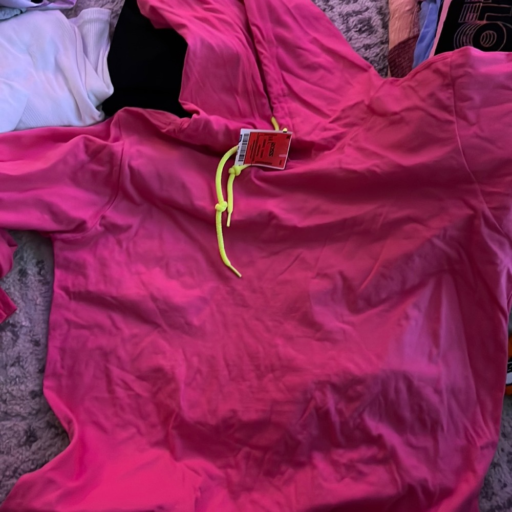 Girls thin hooded shirt pink